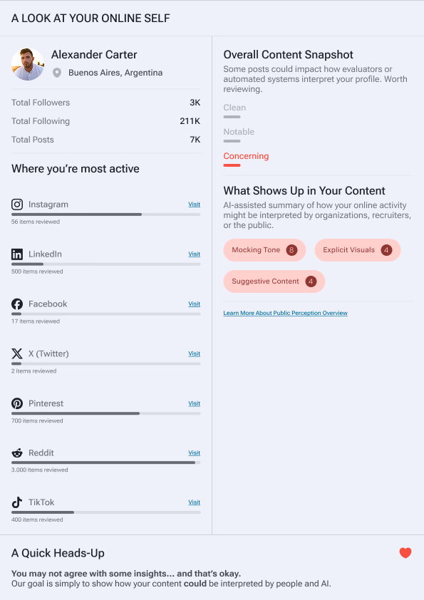 Social Mirror report preview: a look at your online self